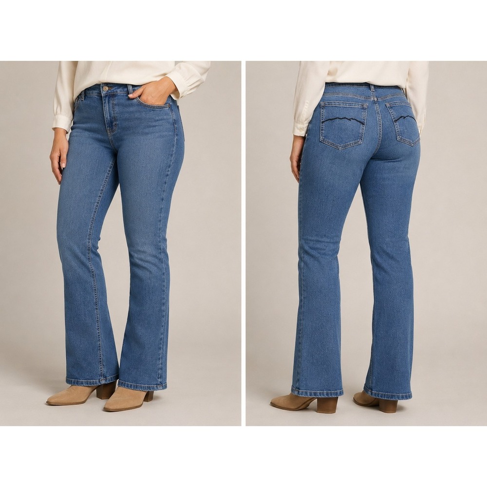 Blue Mountain Women's Bootcut Jeans Size 12 Stretch Mid Rise Light Wash